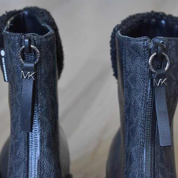 Michael Kors Women Channing Waterproof Black Rain Platform Lug Sole Boots - Picture 3 of 11